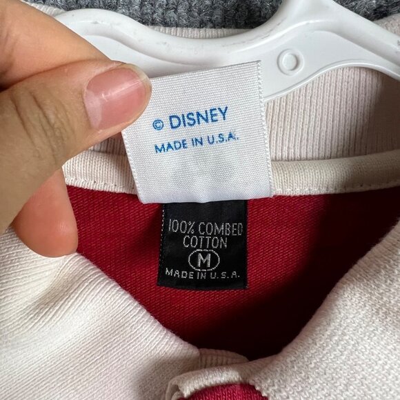 Vintage Disney Wear Polo Rugby Red White Stripe USA‎ MADE Shirt Size M Men - Picture 9 of 9